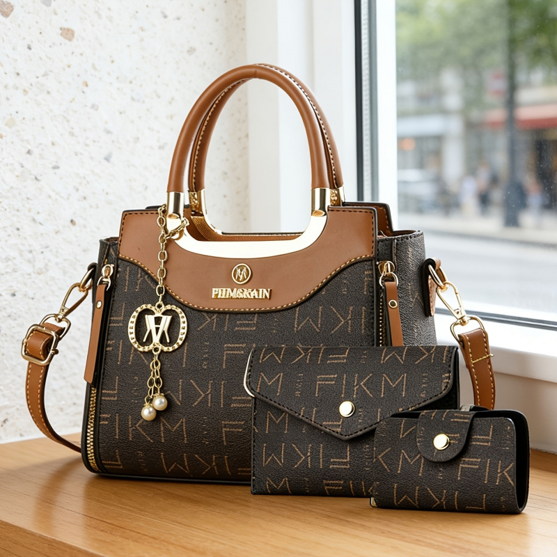 Luxury Bags & Leather Repair Of Atlanta Photos - 3-częściowy zestaw torebek z nadrukowanymi literami